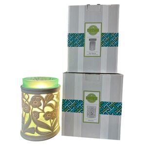 Scentsy ENTWINE‎ Wax Warmer & TEAL SLEEVE Retired/Discontinued RARE Flowers NIB